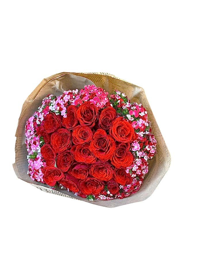 Kırmızı Gül ve Pembe Çiçek Buketi